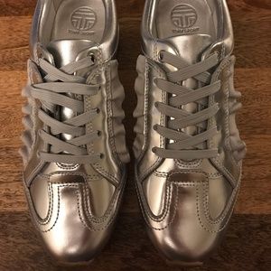 Tory Burch Sport Matte Metallic Ruffle Sneaker